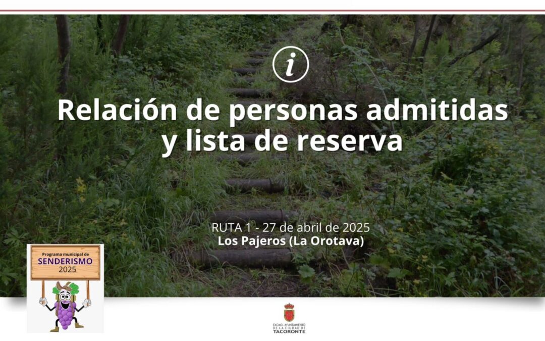 Publicada la relación de personas admitidas y lista de reserva de la primera ruta del programa municipal de senderismo