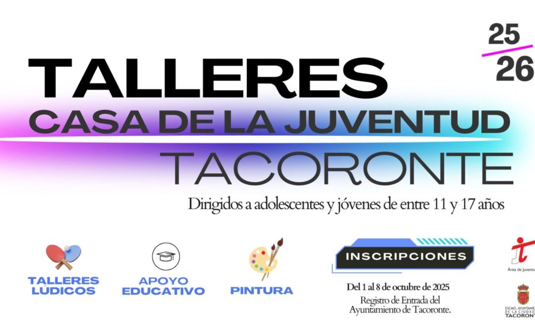 La Concejalía de Juventud abre inscripciones para participar en la red de talleres para el nuevo curso