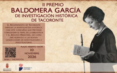 Tacoronte convoca la segunda edición del Premio Baldomera García de Investigación Histórica, dotado con 2.500 euros